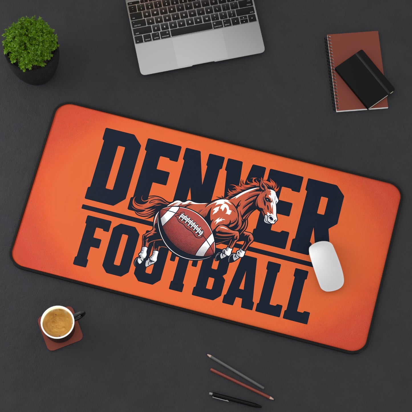 Denver Football High Definition Print Non Slip Desk Mat Office Home Mouse Pad Sports Fan Gift Ultra Smooth Surface Rubber Backing