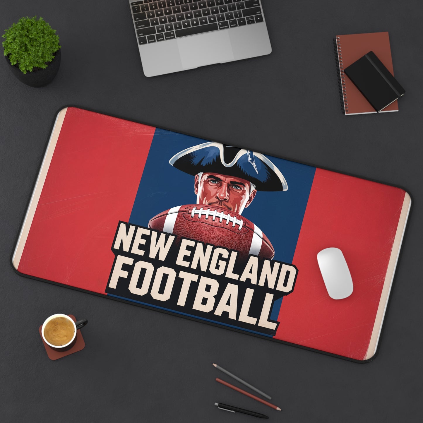 New England Football High Definition Print Non Slip Desk Mat Office Home Mouse Pad Sports Fan Gift Ultra Smooth Surface Rubber Backing