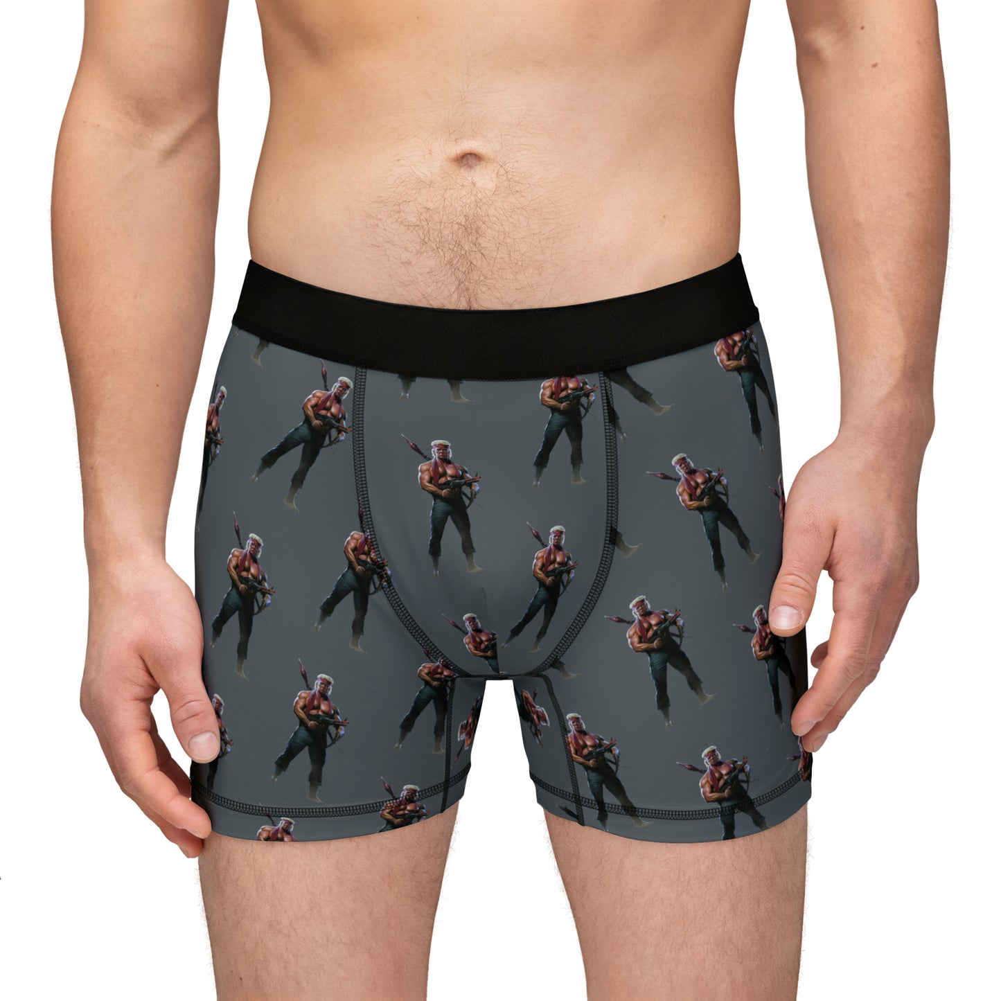 Rambo Trump Graue Allover-Print-Herren-Boxershorts