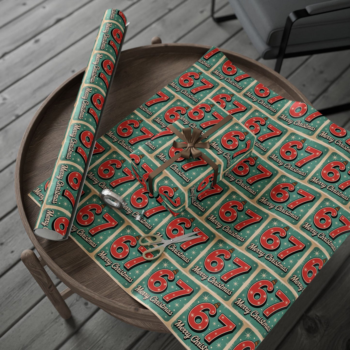 67 Merry Christmas Vintage look meme Wrapping Papers - Santa Cartoon Funny Gift Wrap, Holiday Present, Six Seven