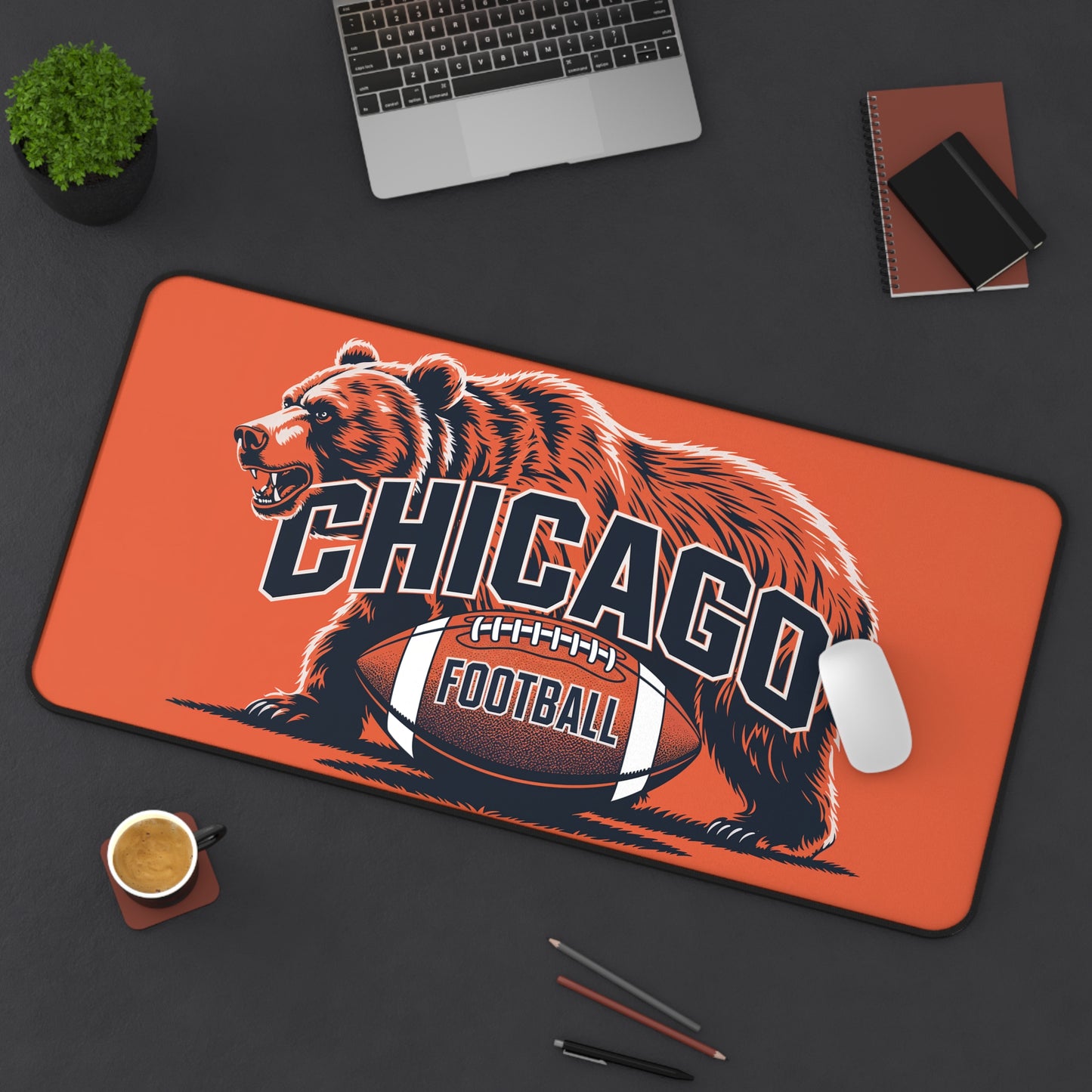 Chicago Football High Definition Print Non Slip Desk Mat Office Home Mouse Pad Sports Fan Gift Ultra Smooth Surface Rubber Backing