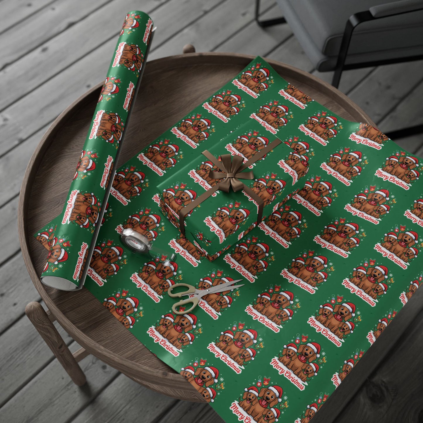 Dachshund Weiner Dog Wrapping Papers - Christmas Santa Cartoon Puppies, Gift Wrap, Puppy Theme, Holiday Dog Gift Present