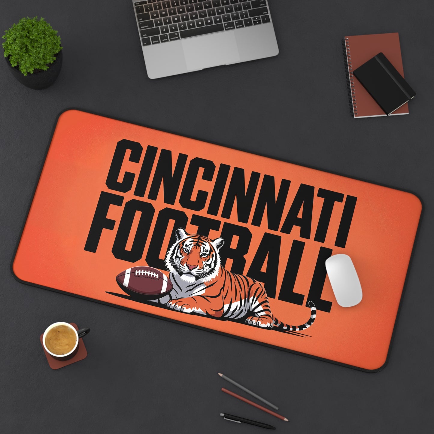 Cincinnati Football High Definition Print Non Slip Desk Mat Office Home Mouse Pad Sports Fan Gift Ultra Smooth Surface Rubber Backing