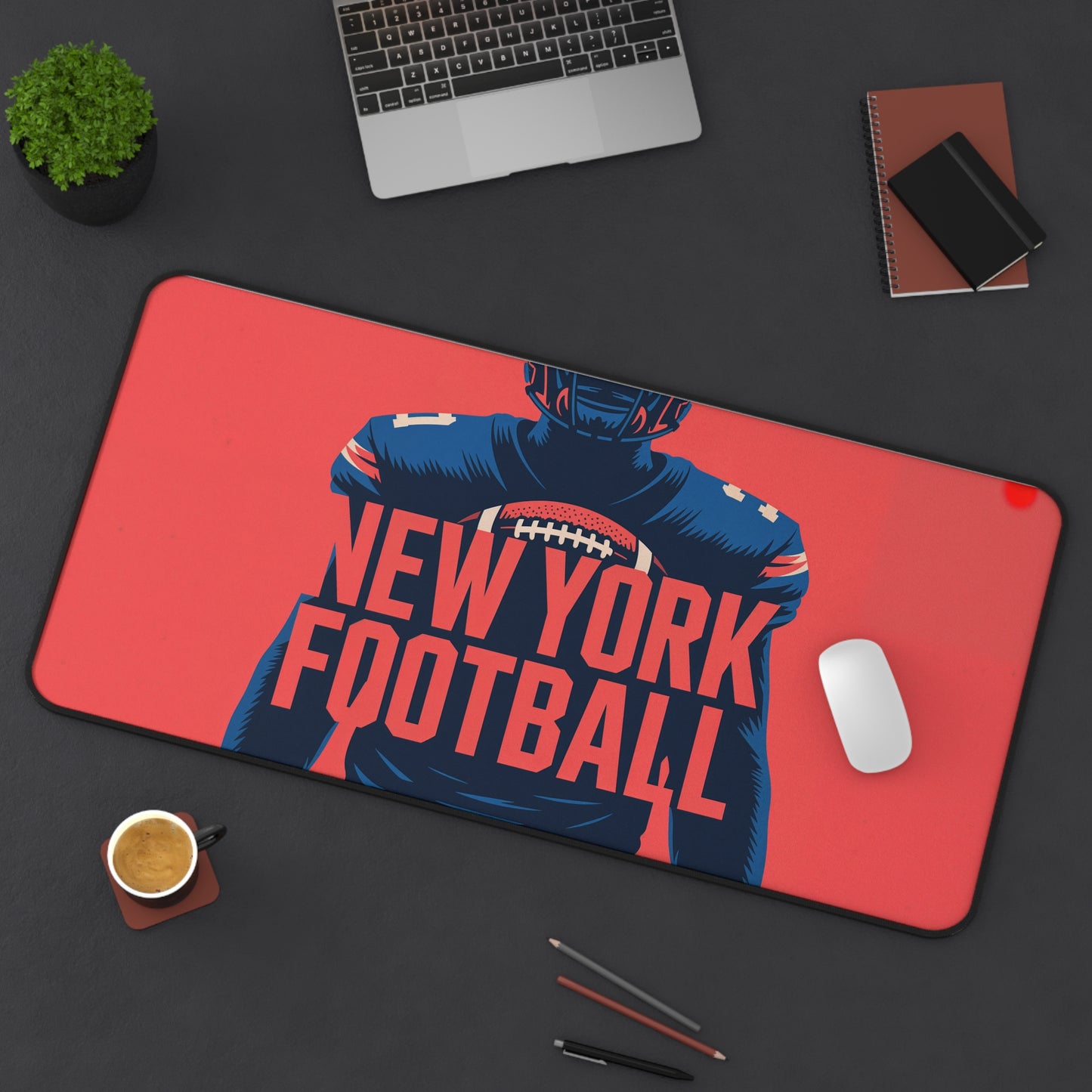New York Football High Definition Print Non Slip Desk Mat Office Home Mouse Pad Sports Fan Gift Ultra Smooth Surface Rubber Backing