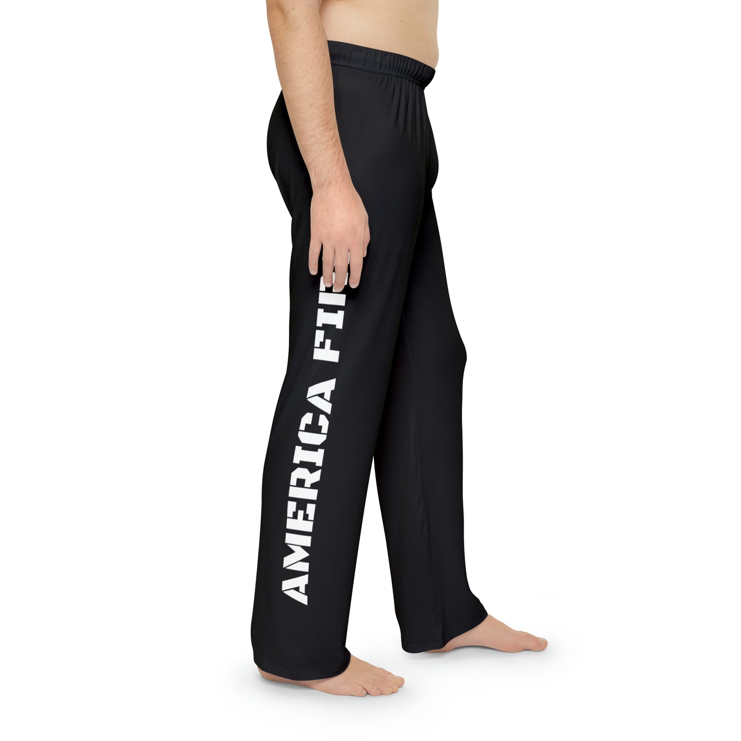 America First Black Men's Polyester Lounge Comfy Pajama Pants Trump