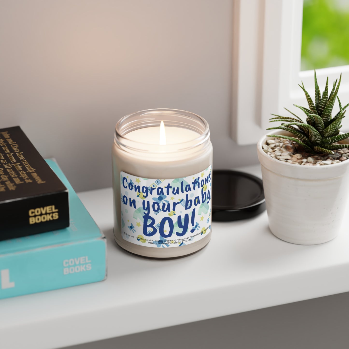 Congratulations on your baby Boy Scented Soy Jar Candle, 9oz