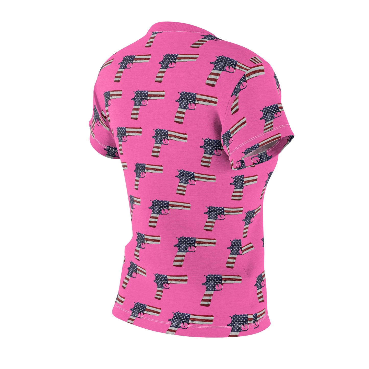 Rosa American Flag Pistol Damen Cut & Sew T-Shirt 2A