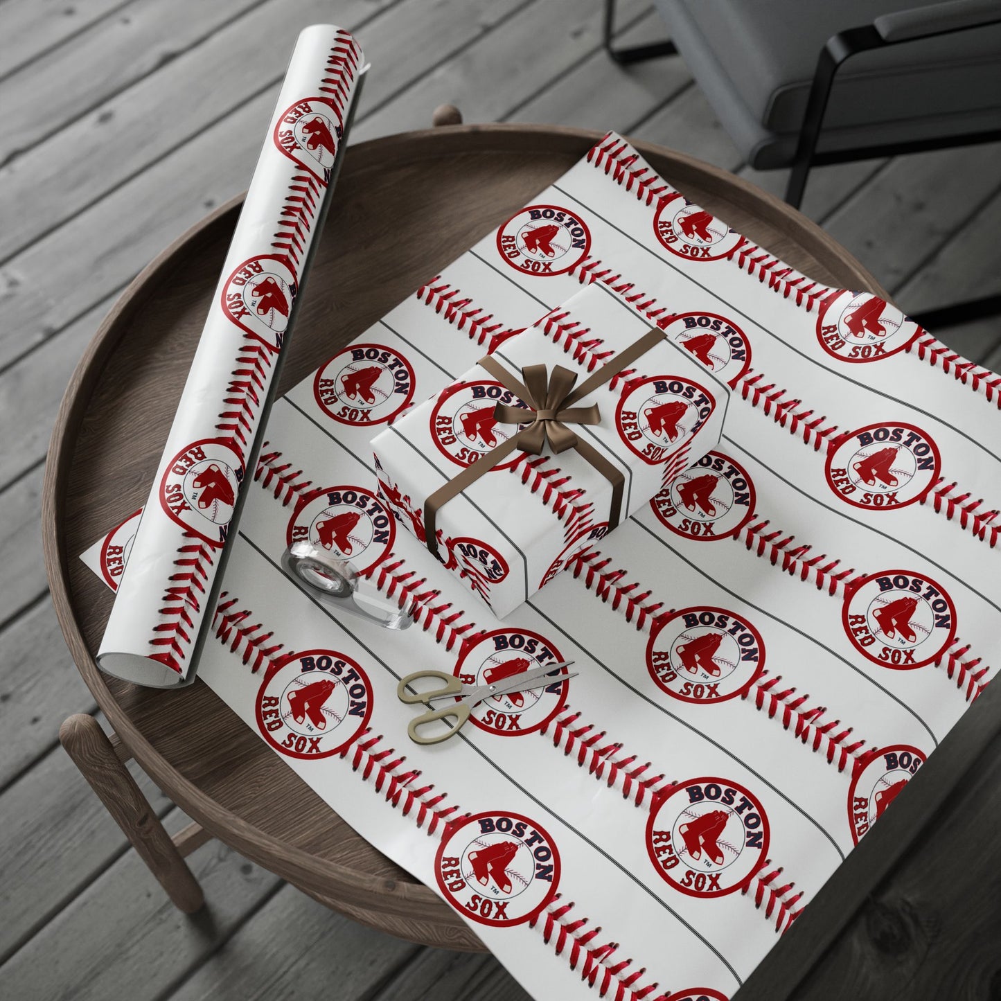 Boston Red Sox Baseball MLB Birthday Graduation Gift Wrapping Paper Holiday Xmas