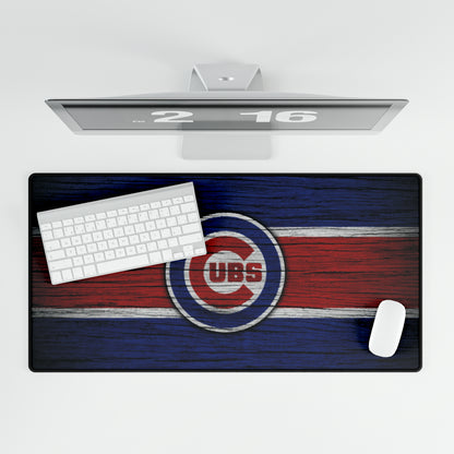 Chicago Cubs Woodgrain look MLB Baseball High Definition Print Desk Mat Mousepad