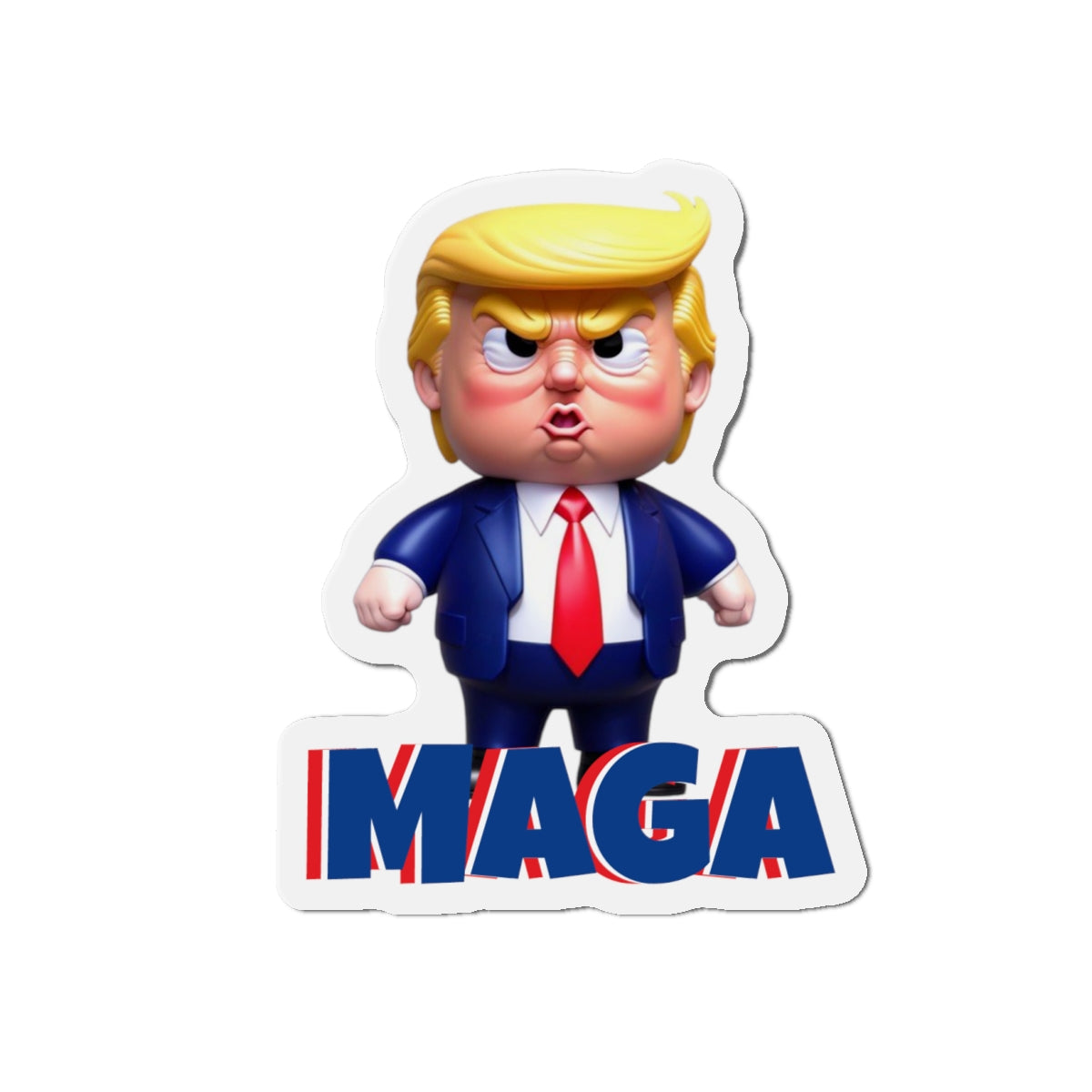 Little Trump MAGA - Angry style Die-Cut Magnet Cartoon