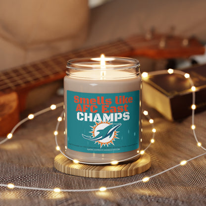 Smells like AFC East CHAMPS Miami Dolphins Scented Soy Candle 9oz