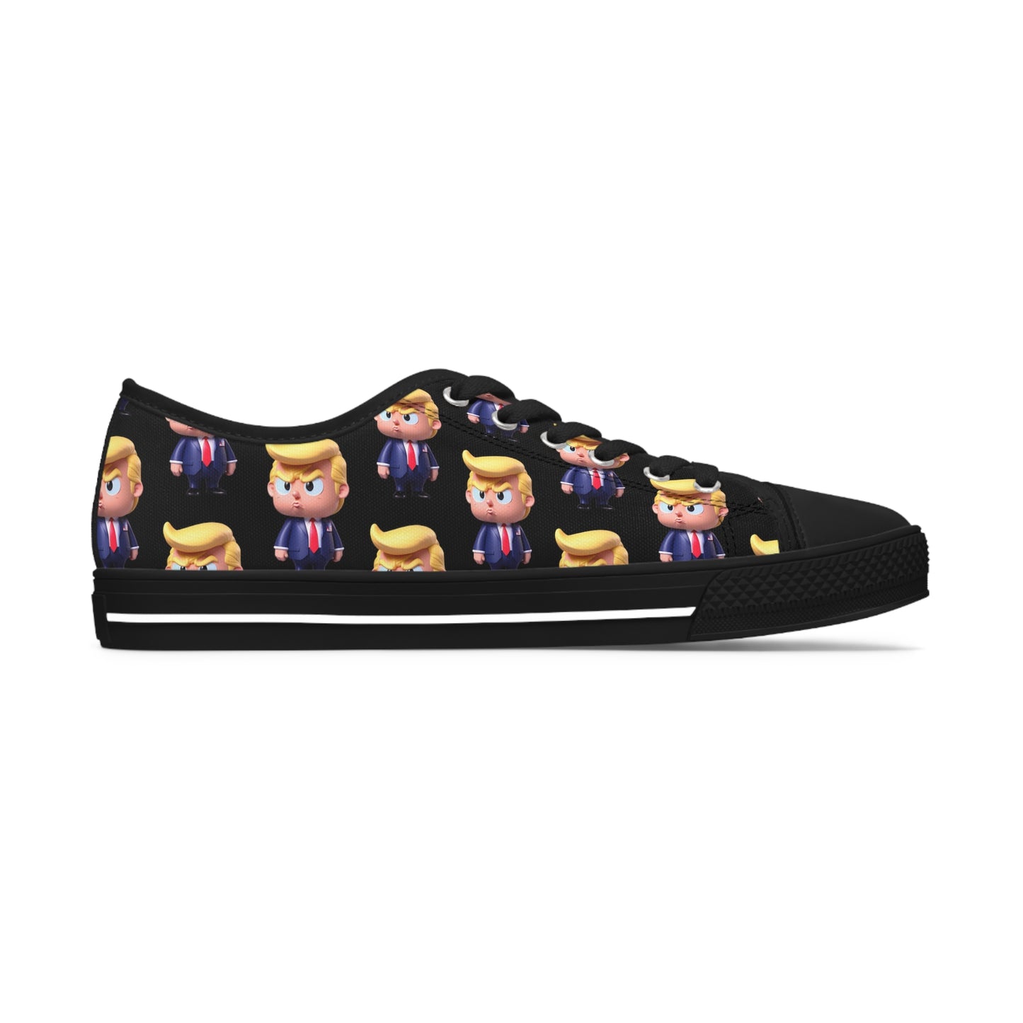 Little Trump all over Print black Women's Low Top Sneakers Shoes