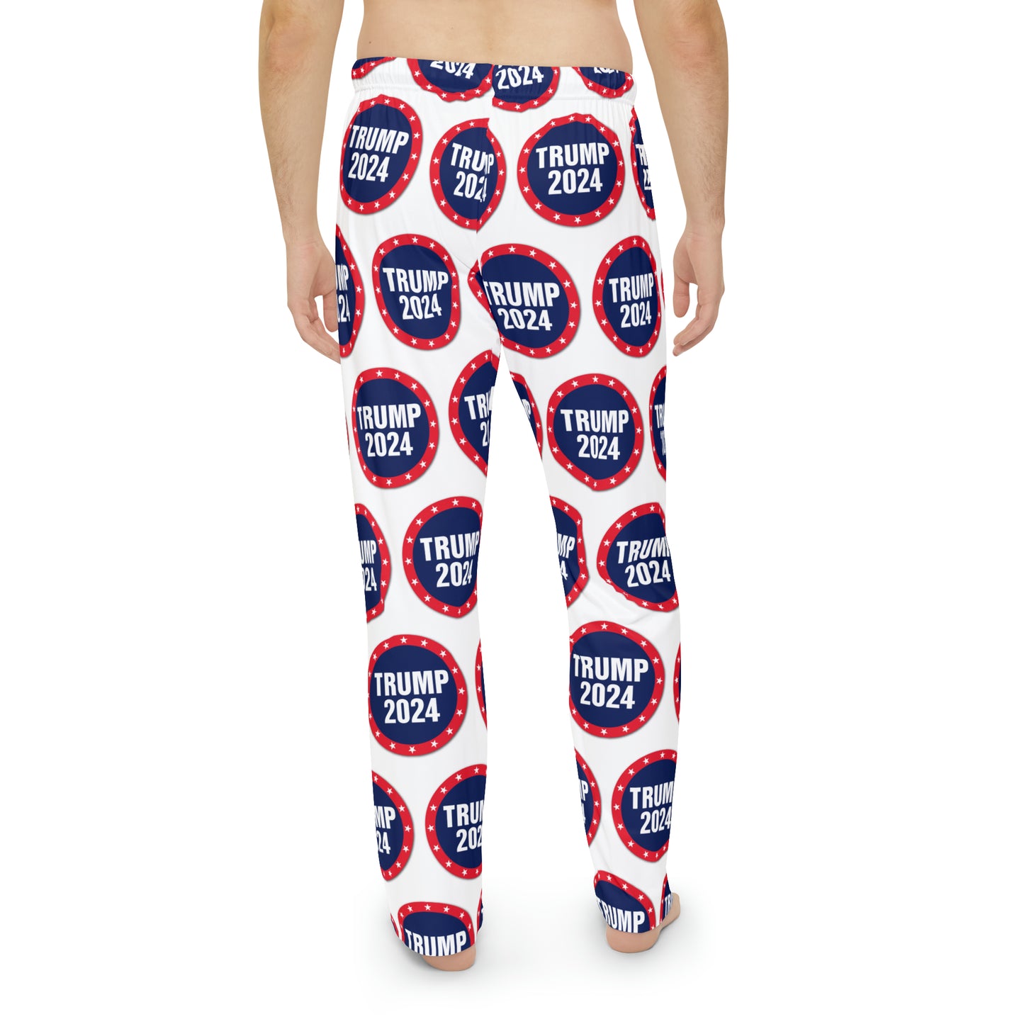 Bequeme Lounge-Pyjamahose aus Polyester mit Trump 2024 Circle Logo für Herren