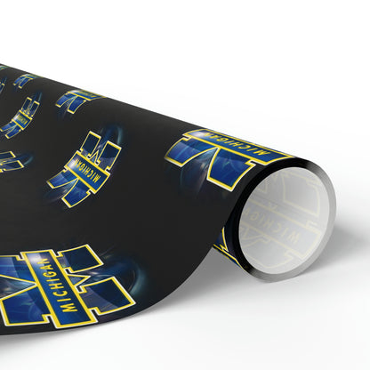 Michigan Wolverines Birthday Gift Wrapping Paper football Basketball Holiday