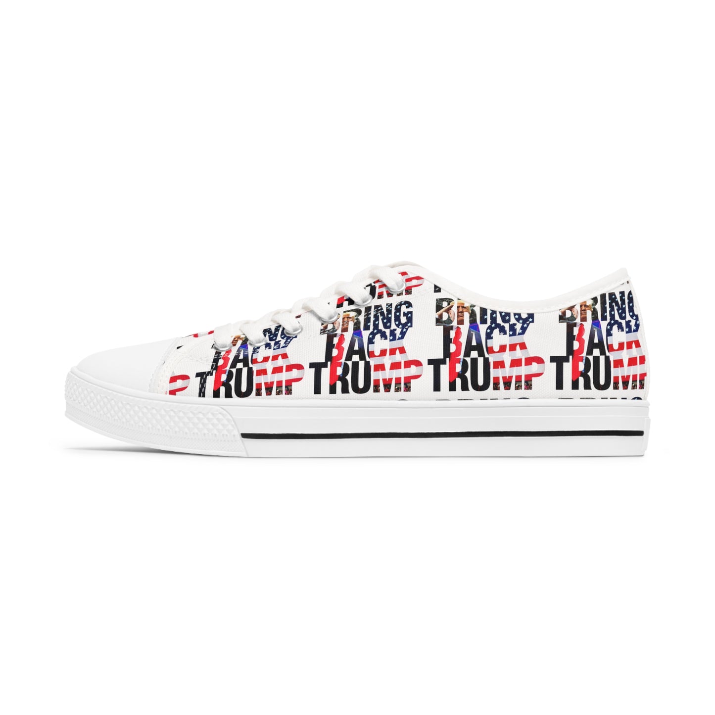 Bring Back Trump Weiße MAGA Low-Top-Sneaker für Damen mit Allover-Print