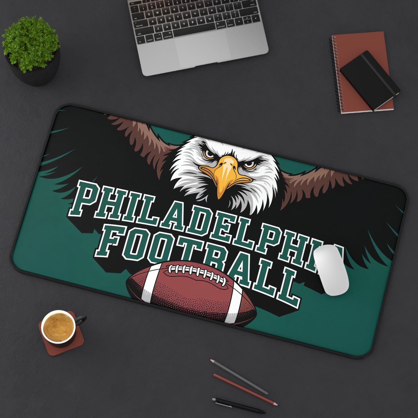 Philadelphia Football High Definition Print Non Slip Desk Mat Office Home Mouse Pad Sports Fan Gift Ultra Smooth Surface Rubber Backing