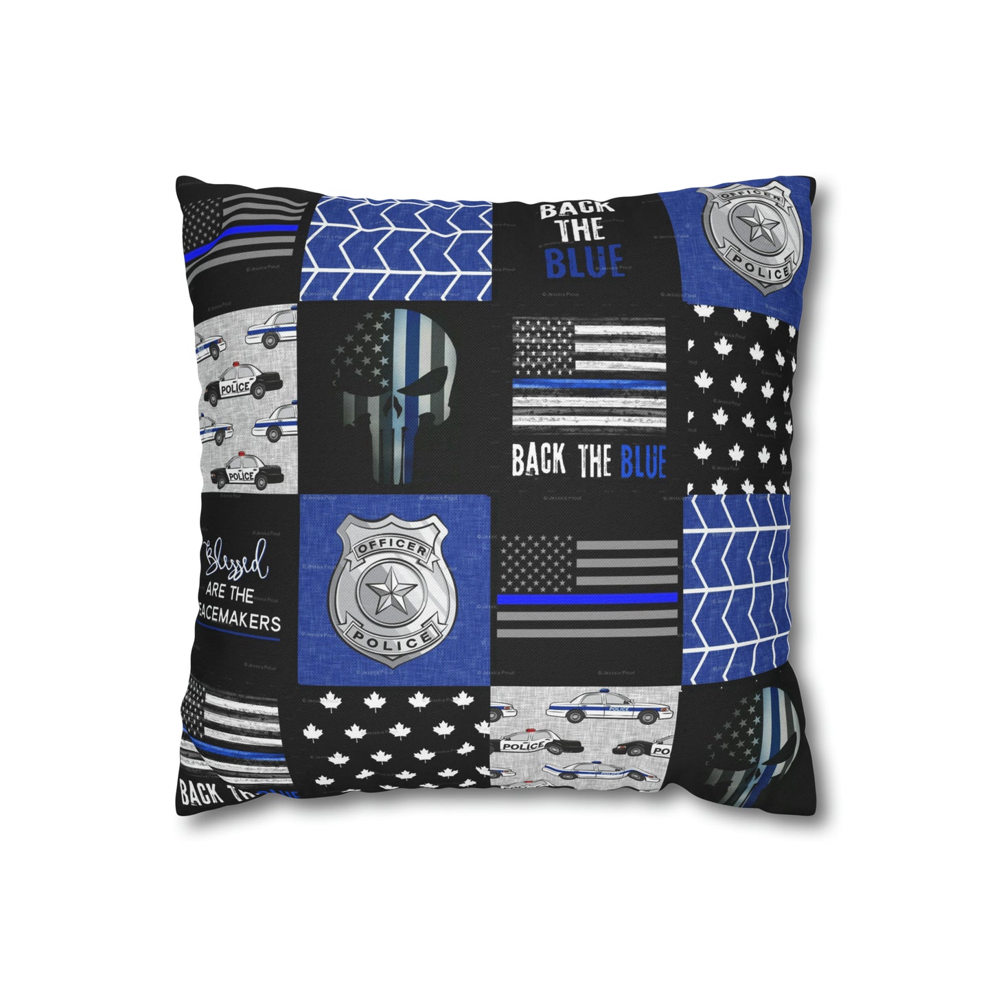 Back the Blue Police Oath and Pattern 2-sided Throw Pillow Case