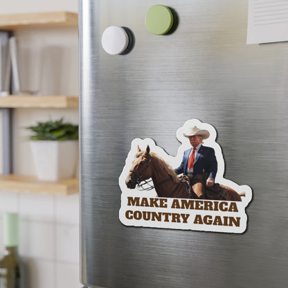 Make America Country Again Cowboy Trump Die-Cut Magnet