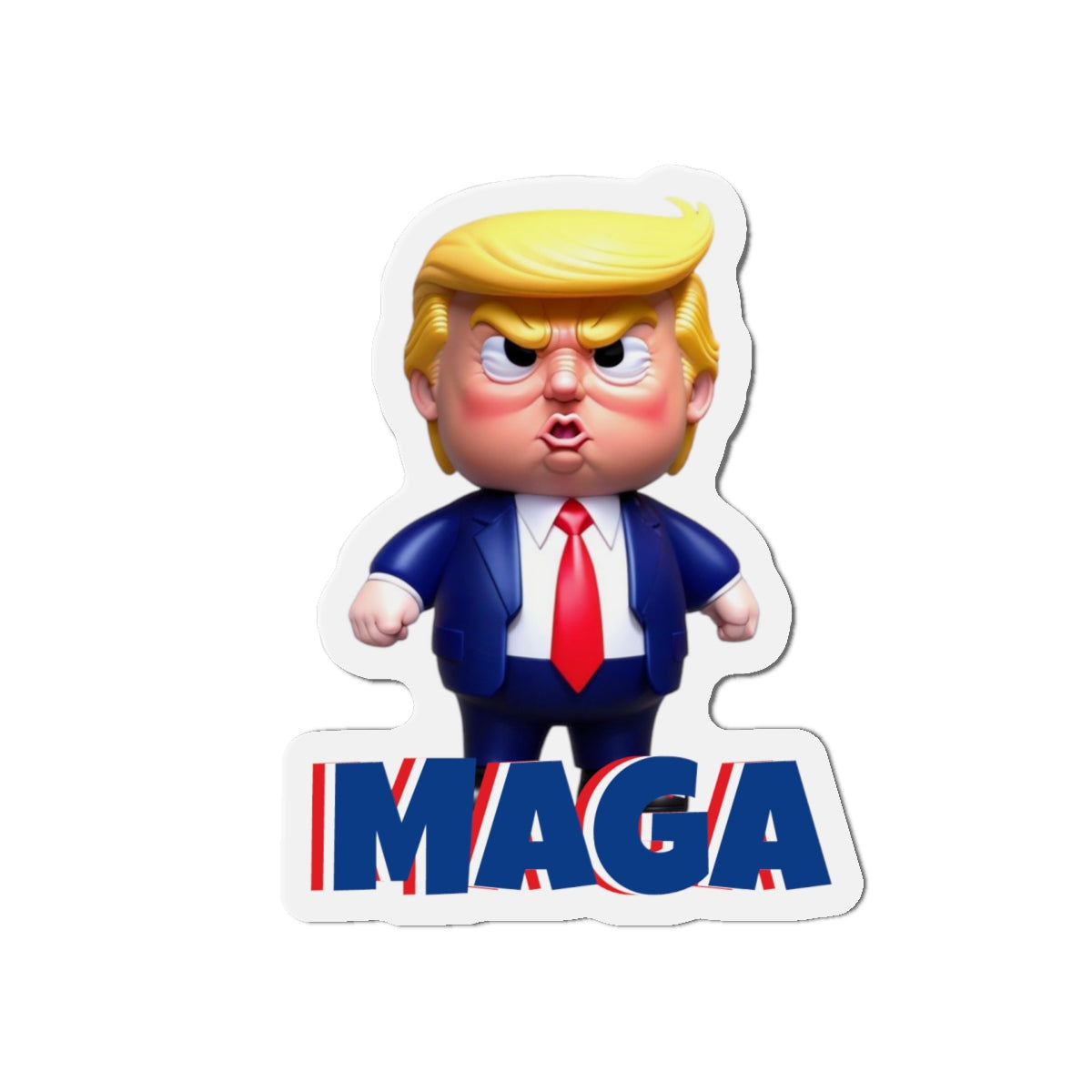 Little Trump MAGA – gestanzter Magnet-Cartoon im wütenden Stil