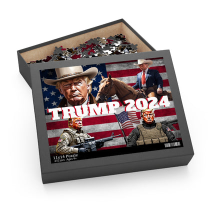 Trump 2024 Soldier Cowboy America 252 or 500 piece Puzzle
