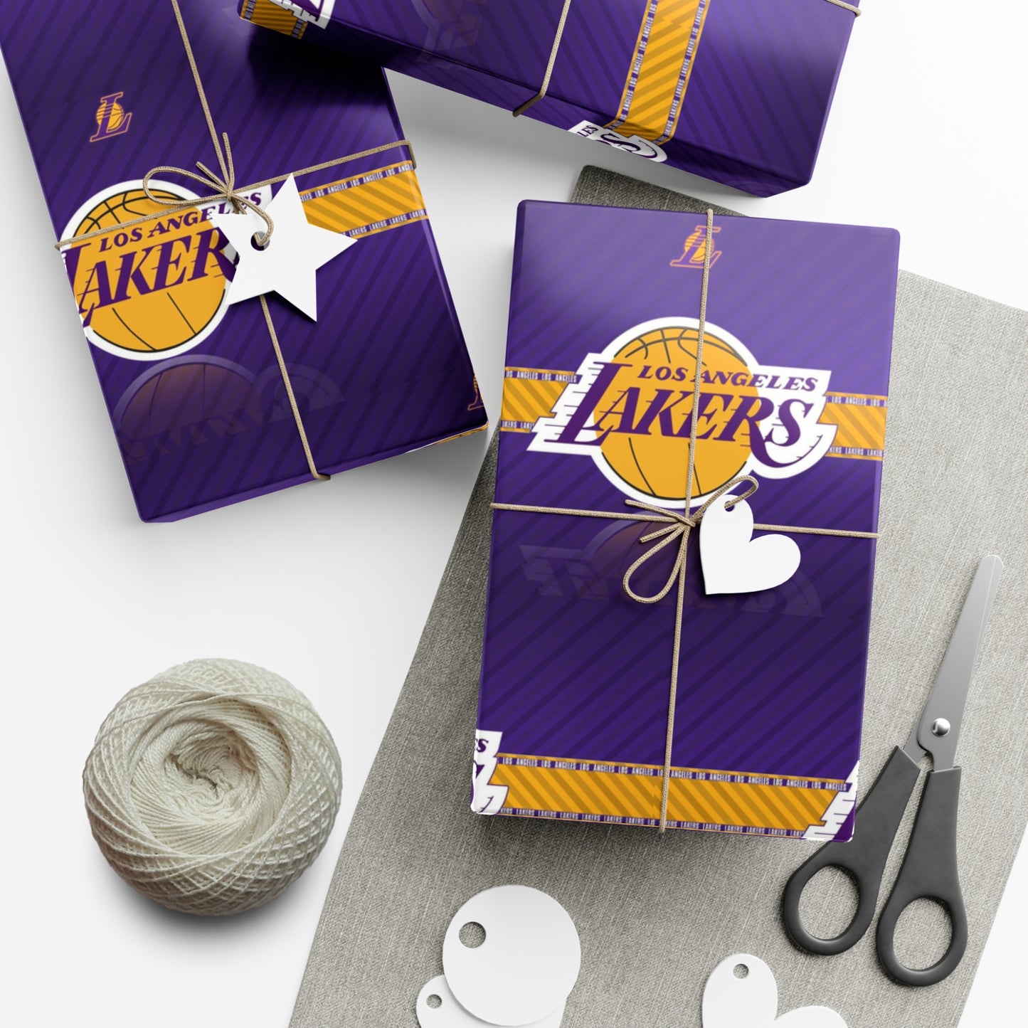 Geschenkpapier zum Geburtstag der Los Angeles Lakers, Fußball, Basketball, Urlaub