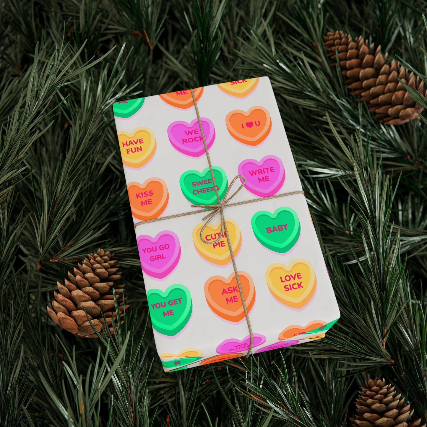 Conversation Hearts Colorful Valentine's Day Gift Present Wrapping Paper