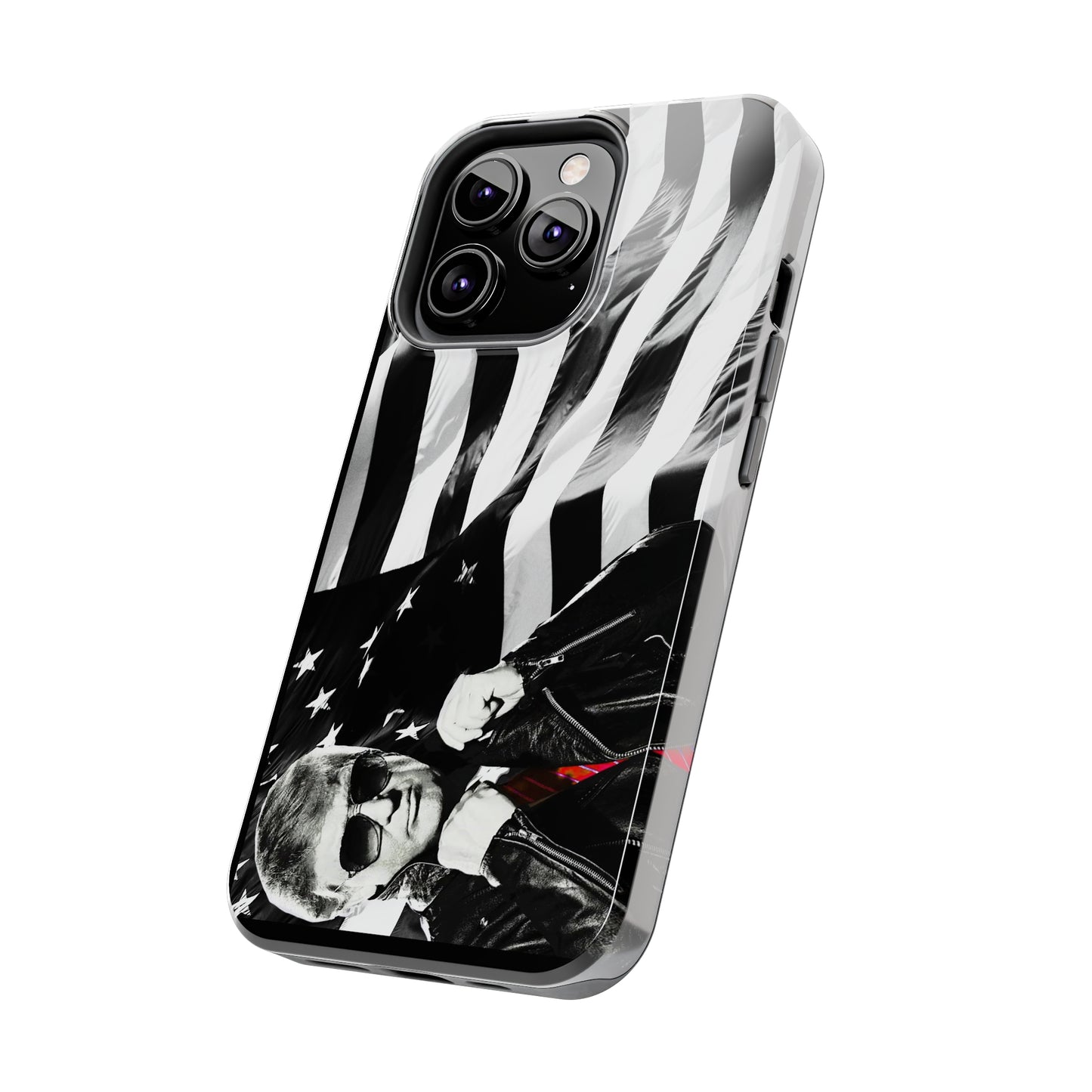 Cool Trump in Leather Jacket Black and White Apple iPhone Tough Phone Cases