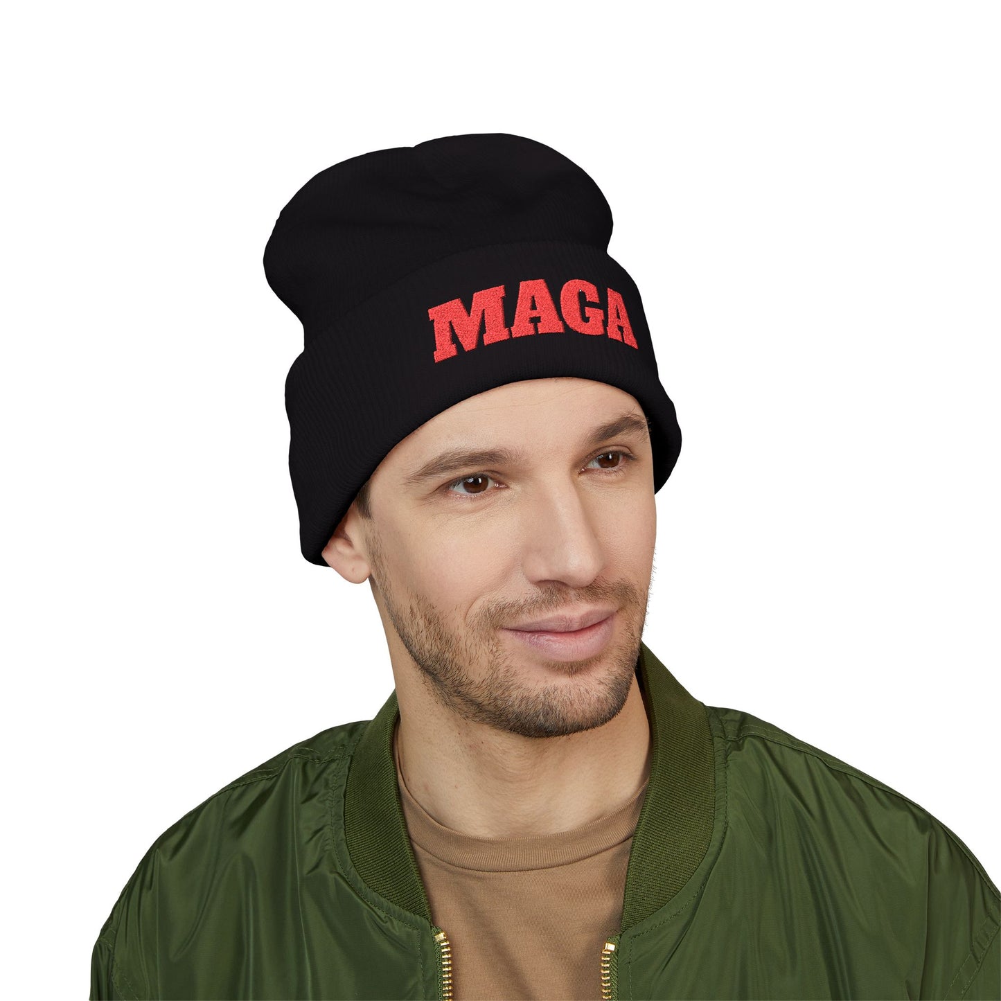 MAGA Embroidered Cuffed Beanie — Classic Knit Winter Hat