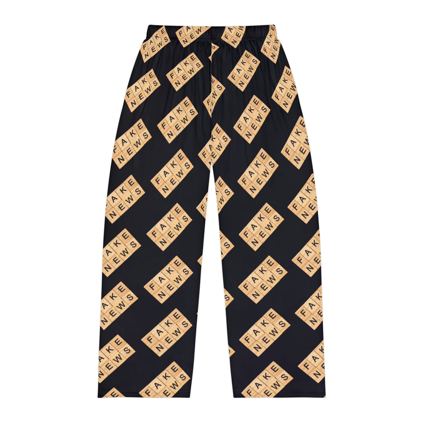 Fake News Scrabble Tiles Wooden Black Men's Polyester Lounge Comfy Pajama Pants