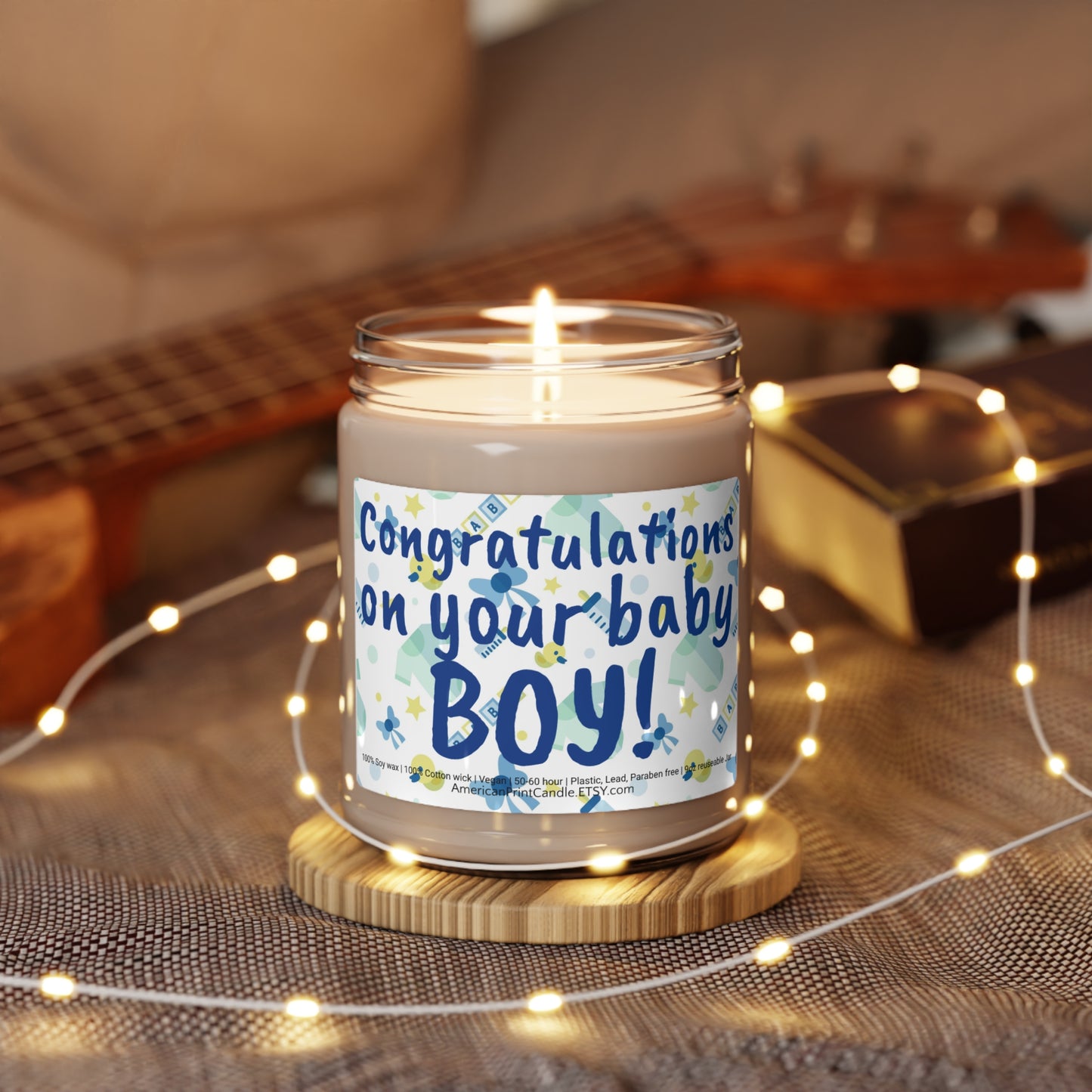 Congratulations on your baby Boy Scented Soy Jar Candle, 9oz