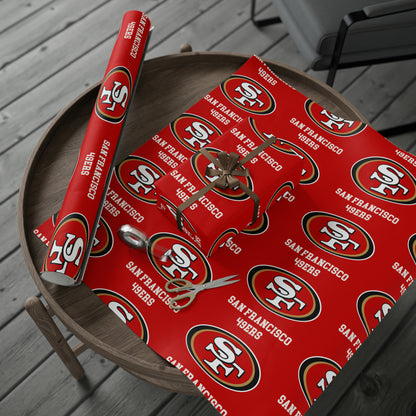 San Francisco 49ers Red NFL Football Geburtstagsgeschenkpapier Urlaub