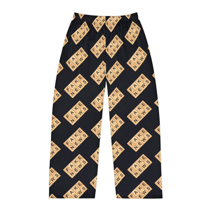 Fake News Scrabble Tiles Wooden Black Herren-Pyjamahose aus Polyester