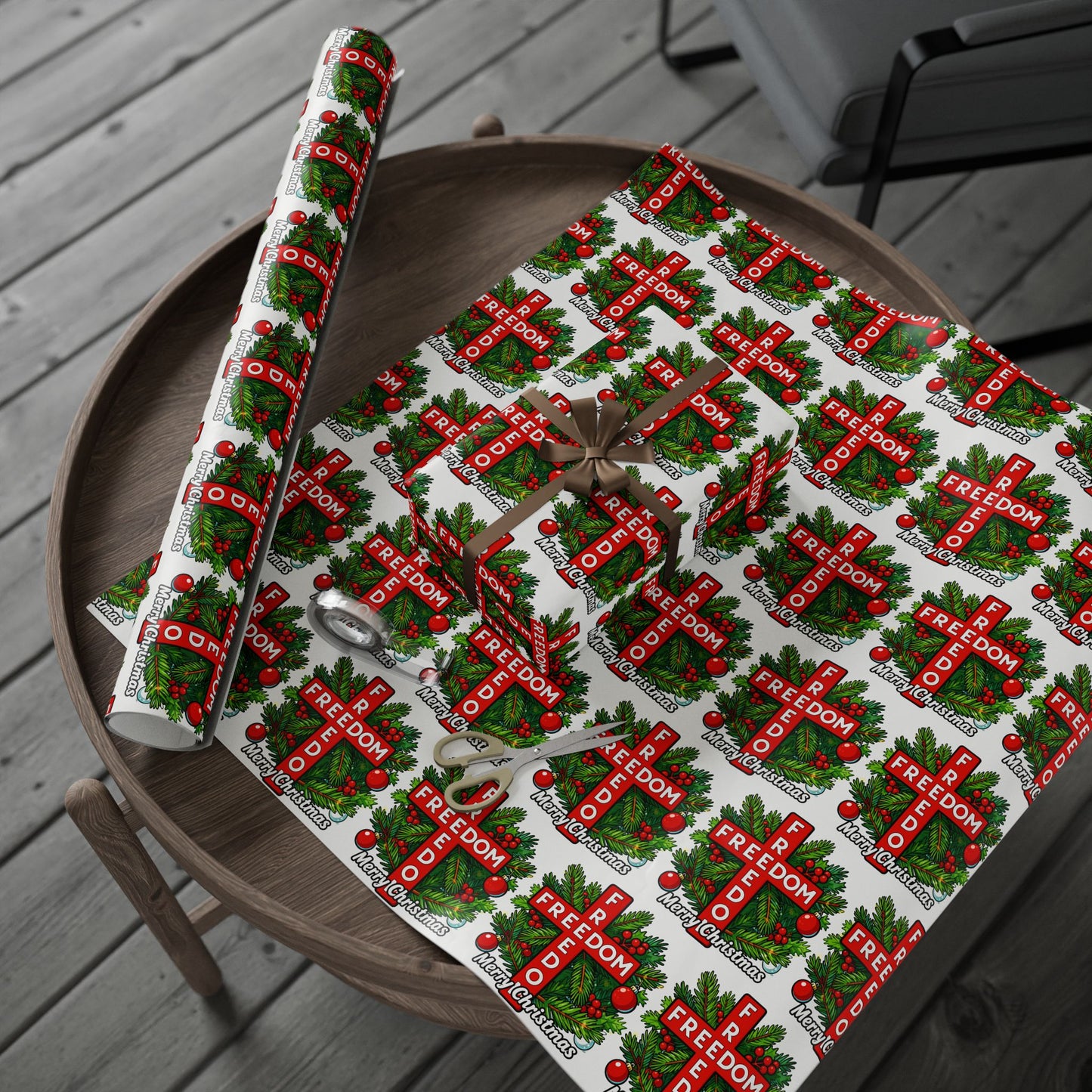 Freedom Holiday Cross Charlie Kirk Merry Christmas Wrapping Papers