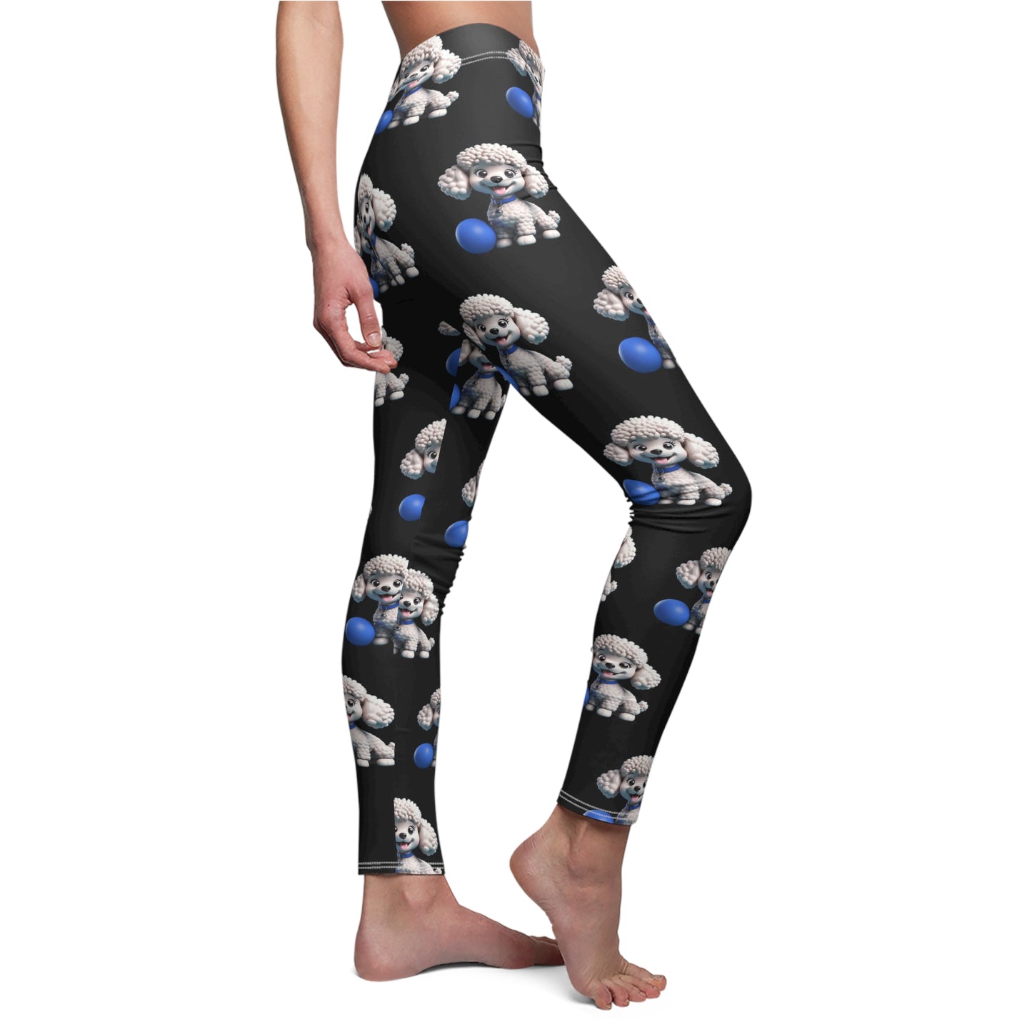 Poodle with ball Puppy Cartoon Cute Comfort Fit Women's Casual Vet Leggings