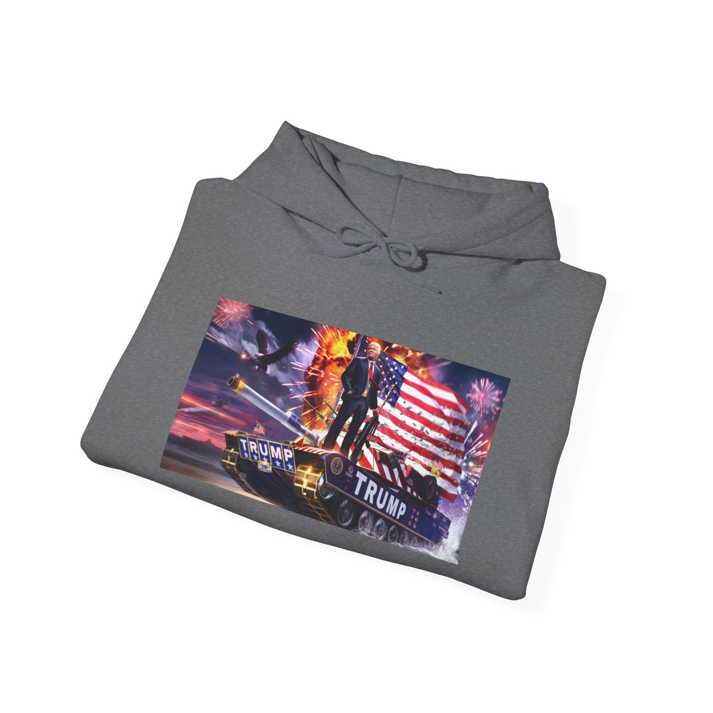 Trump on a Tank Unisex Heavy Blend™ Hooded Sweatshirt