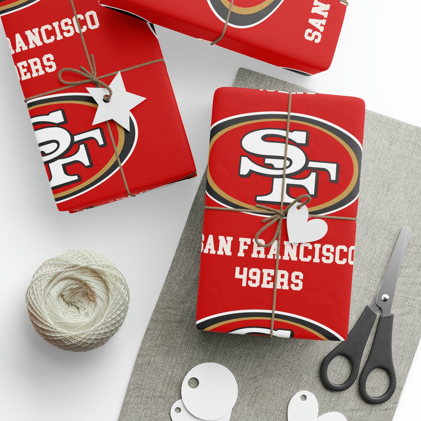 San Francisco 49ers Red NFL Football Geburtstagsgeschenkpapier Urlaub