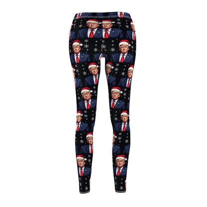 Trump Christmas Santa Hat Pixel Style 2024 MAGA Blue Women's Casual Leggings