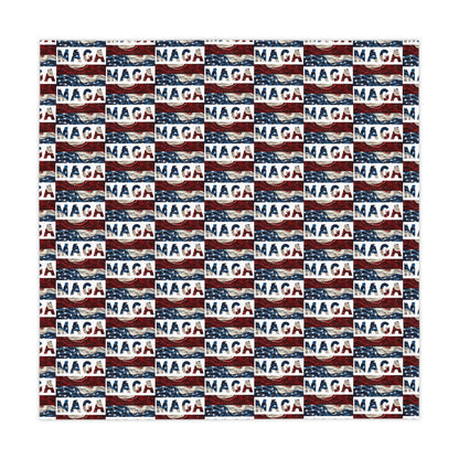 MAGA Red White and Blue Trump Celebration Fabric Tablecloth