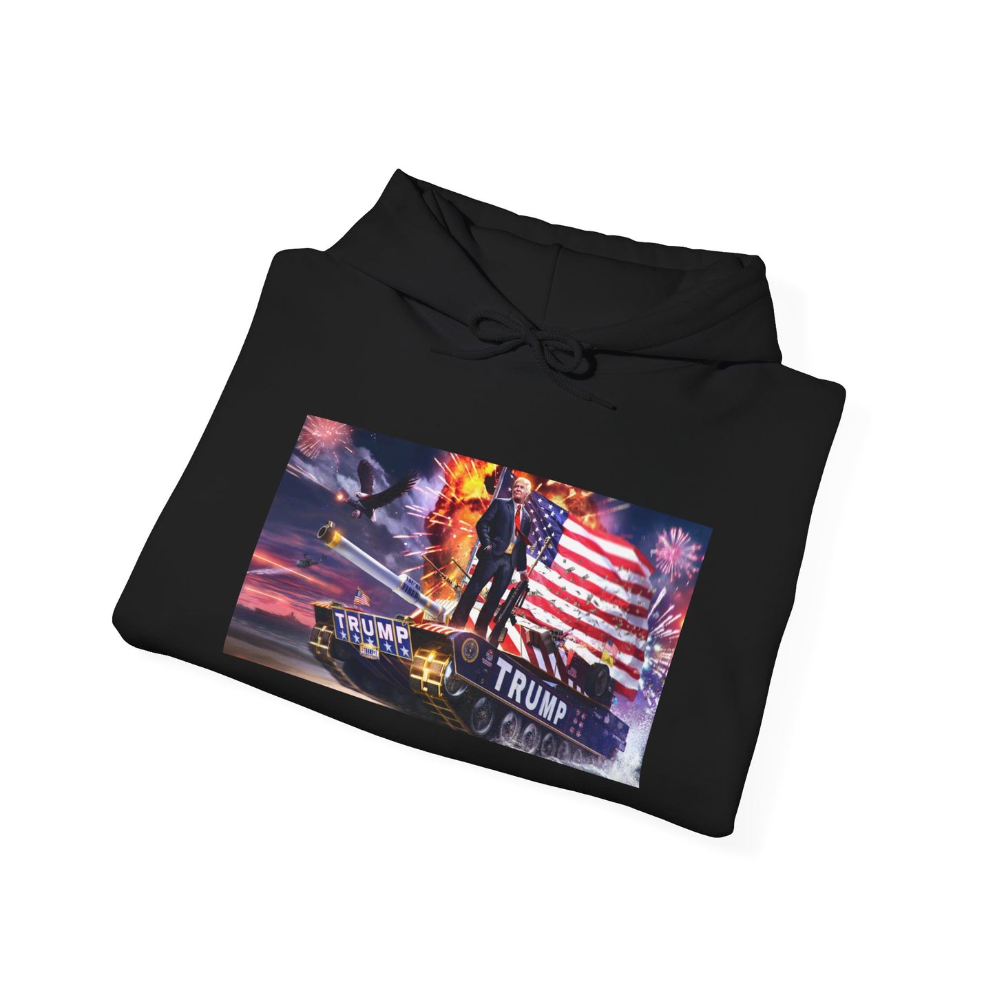 Trump on a Tank Unisex Heavy Blend™ Hooded Sweatshirt