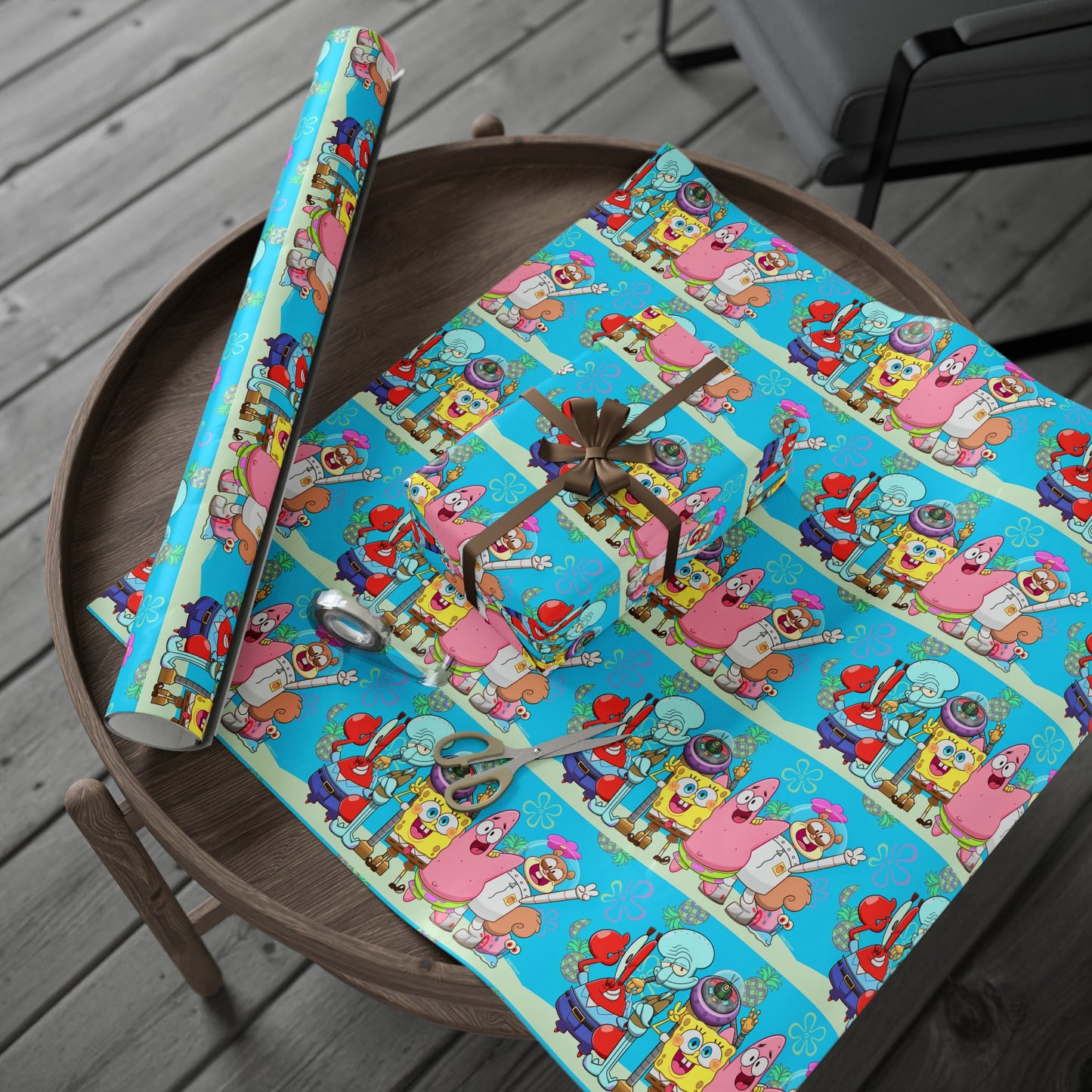 SpongeBob SquarePants Main Characters Birthday High Def Gift Wrapping Paper