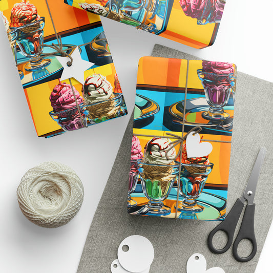 Ice Cream Sundaes High Definition Happy Birthday Gift Present Holiday Wrapping Paper