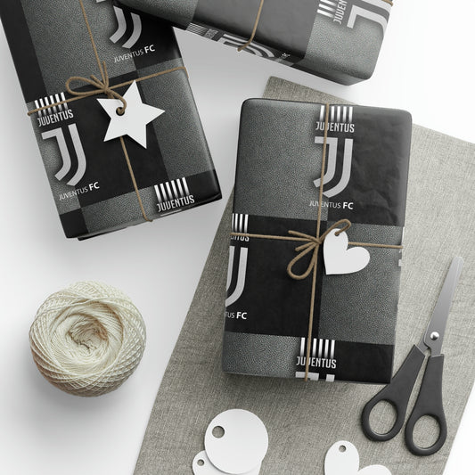 Geschenkpapier zum Geburtstag, Juventus-Logo, Schwarz und Grau, Premier League, Weihnachten