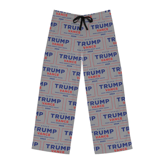 Trump Take America Back Grey Drawstring Polyester Made in U.S.A. Men's Pajama Pants (AOP)