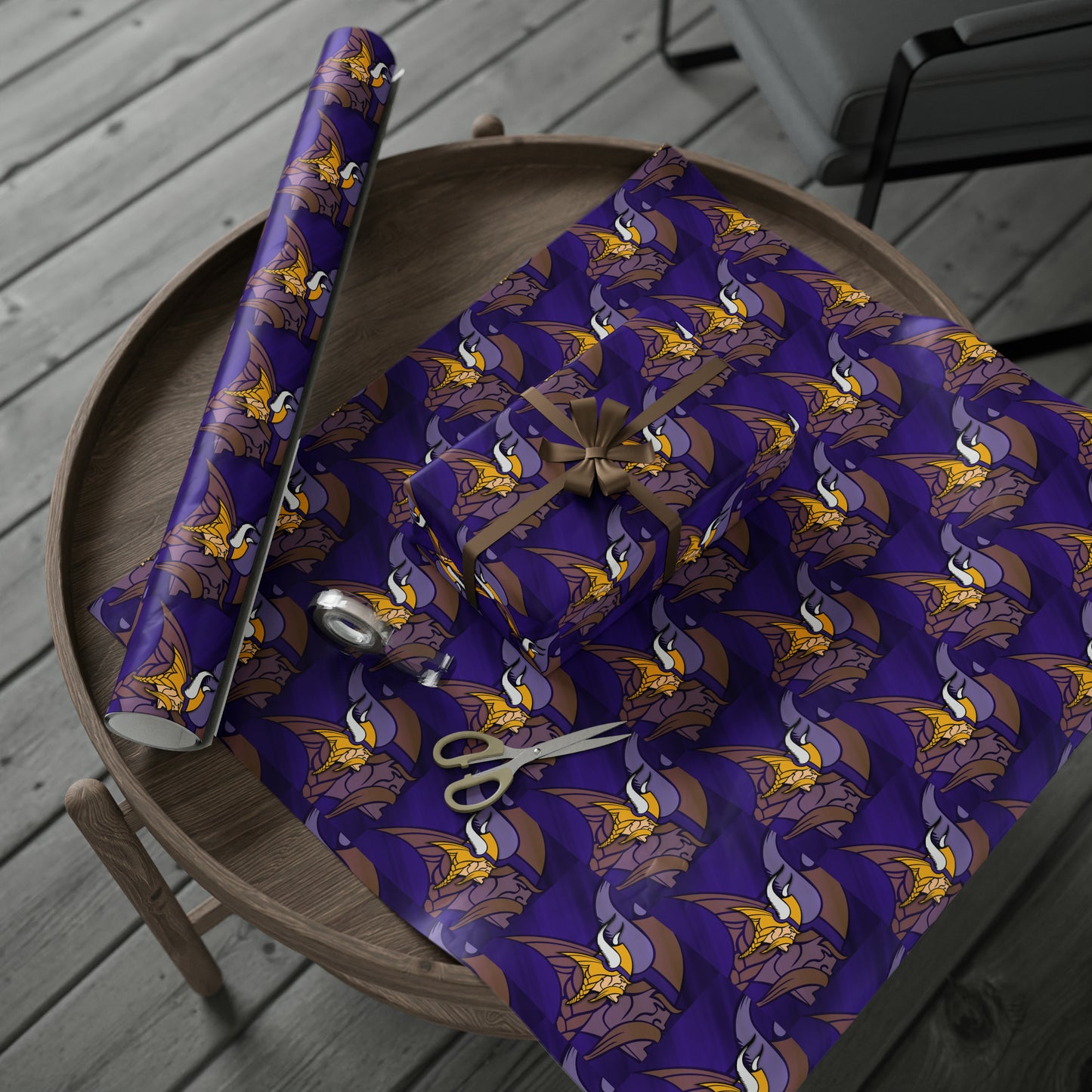 Minnesota Vikings Purple Skol Birthday Gift Wrapping Paper Holiday