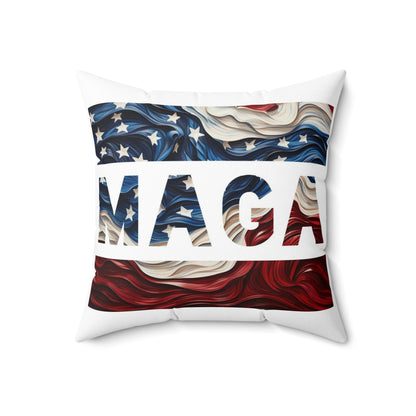 MAGA Trump (Stuffed with the cotton from liberal sheep) Spun Polyester Square Pillow