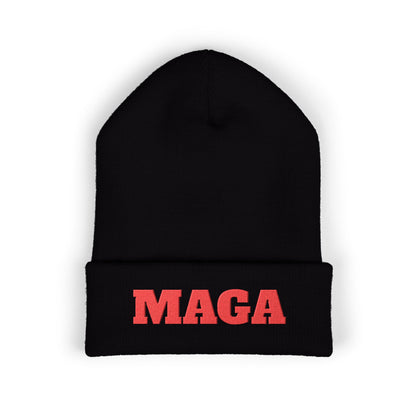 MAGA Embroidered Cuffed Beanie — Classic Knit Winter Hat