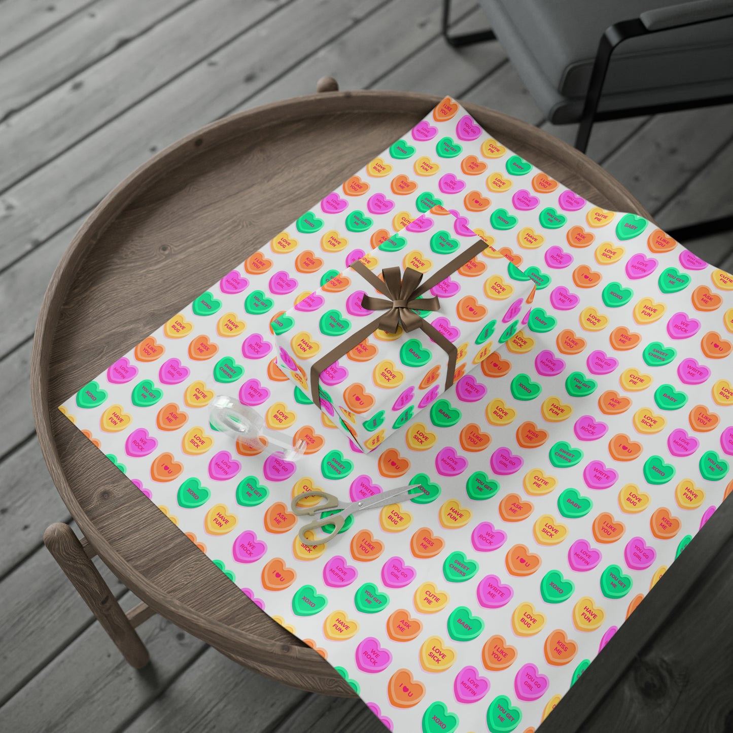 Conversation Hearts Colorful Valentine's Day Gift Present Wrapping Paper