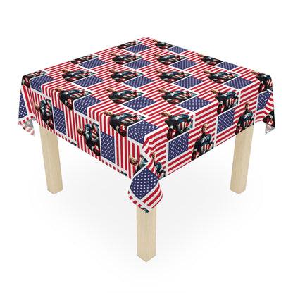 Captain Trump American Red White and Blue Celebration Fabric Tablecloth