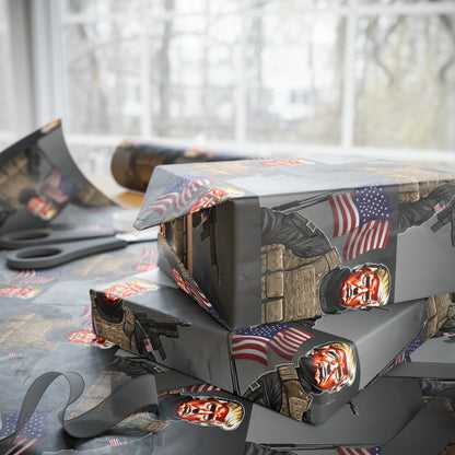 Trump Gun Soldier Happy Birthday MAGA Birthday Gift Present Wrapping Paper