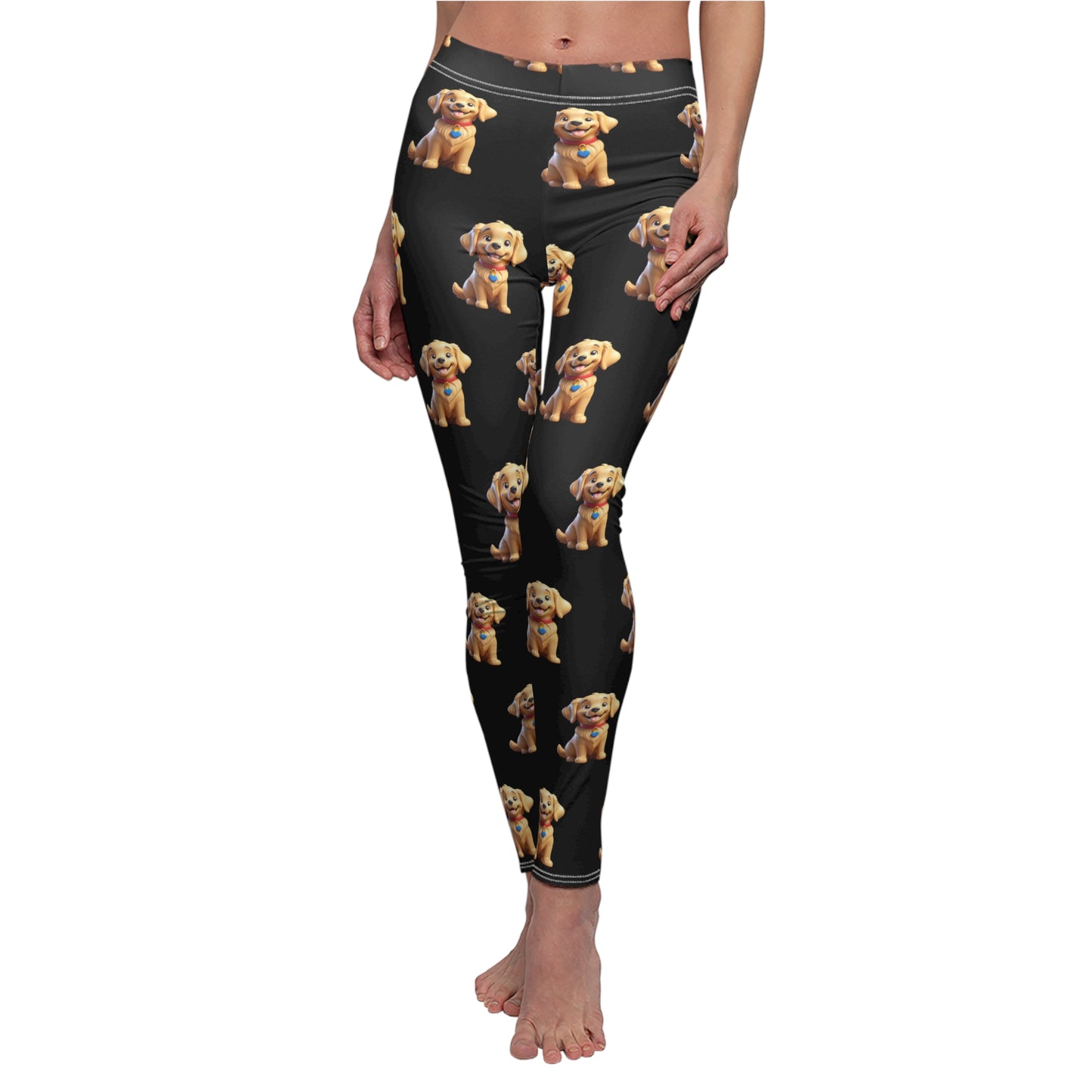 Labrador Retriever Puppy Cartoon Cute Comfort Fit Women's Casual Leggings